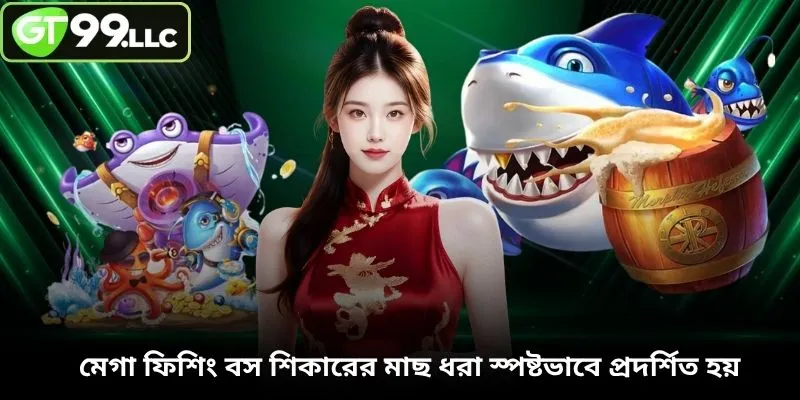মেগা ফিশিং বস শিকারের মাছ ধরা স্পষ্টভাবে প্রদর্শিত হয়